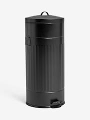 Black 30L Vintage Ribbed Soft Close Bin - Image 1 of 1