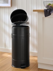 Black 30L Vintage Ribbed Soft Close Bin - Image 2 of 5