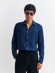 Oliver Spencer Blue Conduit Classic Coney 100% Linen Shirt - Image 1 of 5
