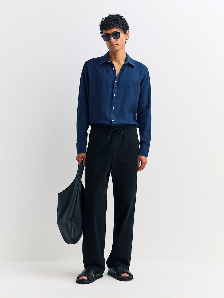 Oliver Spencer Blue Conduit Classic Coney 100% Linen Shirt - Image 2 of 5