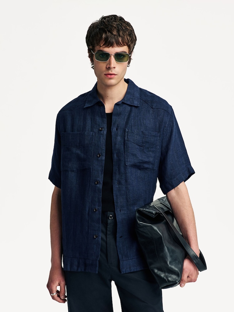 Oliver Spencer Blue Santiago Short Sleeve Arnold Shirt - Image 1 of 5