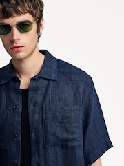 Oliver Spencer Blue Santiago Short Sleeve Arnold Shirt - Image 5 of 5
