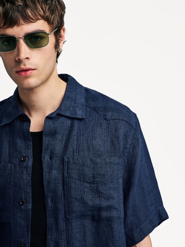 Oliver Spencer Blue Santiago Short Sleeve Arnold Shirt - Image 5 of 5