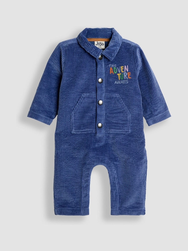 JoJo Maman Bébé Indigo Blue Adventure Awaits Cord Romper - Image 1 of 4