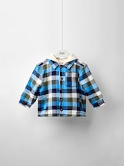 JoJo Maman Bébé Green Check Borg Hooded Shacket - Image 1 of 5