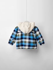 JoJo Maman Bébé Green Check Borg Hooded Shacket - Image 2 of 5