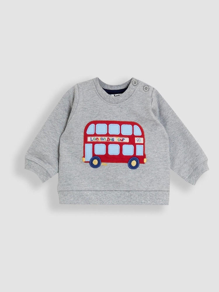 JoJo Maman Bébé Grey London Bus 2-Piece Appliqué Sweatshirt & Joggers Set - Image 2 of 6