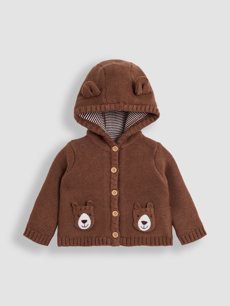JoJo Maman Bébé Brown Bear Pocket Cardigan - Image 1 of 5