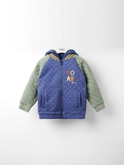 JoJo Maman Bébé Blue Appliqué Quilted Bomber Jacket - Image 1 of 5