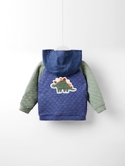 JoJo Maman Bébé Blue Appliqué Quilted Bomber Jacket - Image 2 of 5
