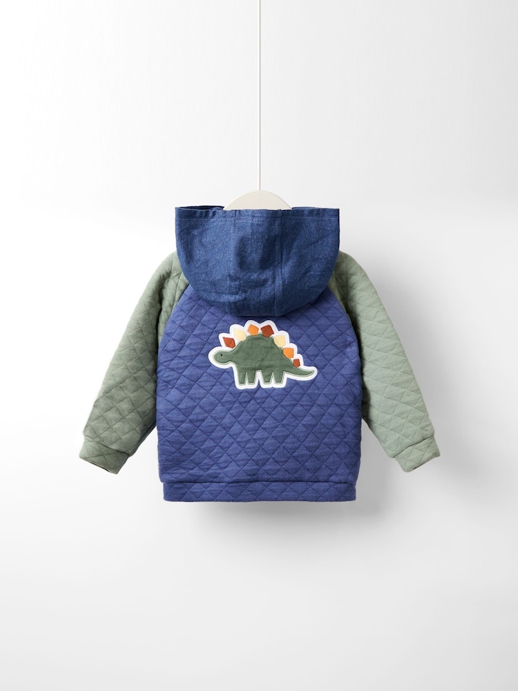 JoJo Maman Bébé Blue Appliqué Quilted Bomber Jacket - Image 2 of 5