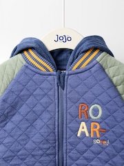 JoJo Maman Bébé Blue Appliqué Quilted Bomber Jacket - Image 3 of 5