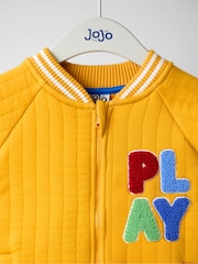 JoJo Maman Bébé Yellow Appliqué Quilted Bomber Jacket - Image 3 of 4