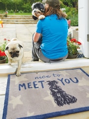 Hug Rug Grey Nice To Meet You Washable Doormat Runner - Image 1 of 4