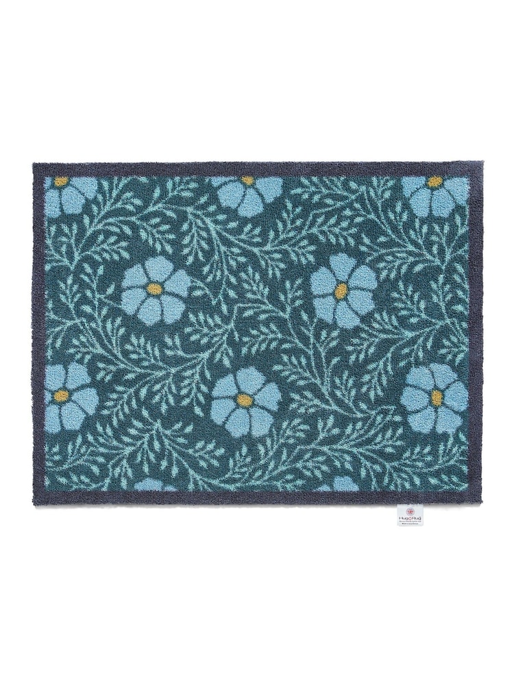 Hug Rug Brown British Made Floral Cotton Washable Doormat Mat - Image 2 of 4
