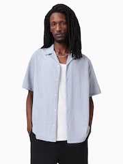 AllSaints Blue Valmer Short Sleeve Shirt - Image 1 of 8