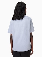 AllSaints Blue Valmer Short Sleeve Shirt - Image 2 of 8