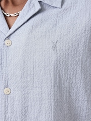AllSaints Blue Valmer Short Sleeve Shirt - Image 7 of 8