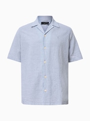 AllSaints Blue Valmer Short Sleeve Shirt - Image 8 of 8