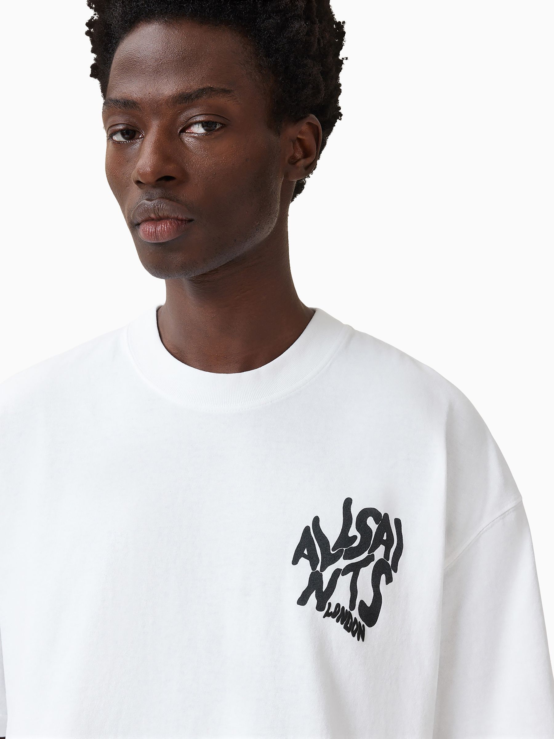 Buy All Saints White Ecru Orlando Oversized Short Sleeve Crew Neck