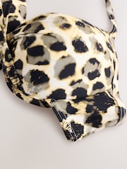 Yellow/Cream Leopard Padded Wired Plunge Bikini Top - Image 7 of 8