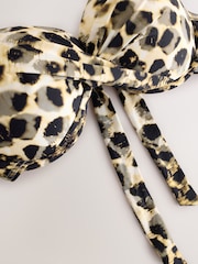 Yellow/Cream Leopard Padded Wired Plunge Bikini Top - Image 8 of 8