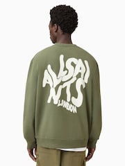 AllSaints Green Orlando Crew 100% Organic Cotton Sweatshirt - Image 4 of 8