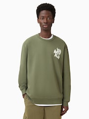 AllSaints Green Orlando Crew 100% Organic Cotton Sweatshirt - Image 5 of 8