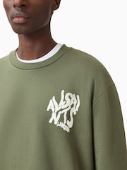 AllSaints Green Orlando Crew 100% Organic Cotton Sweatshirt - Image 6 of 8