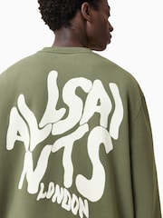 AllSaints Green Orlando Crew 100% Organic Cotton Sweatshirt - Image 7 of 8