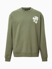 AllSaints Green Orlando Crew 100% Organic Cotton Sweatshirt - Image 8 of 8