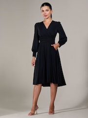 Jolie Moi Black Petite Petite Long Sleeve Soft Silky Jersey Midi Dress - Image 1 of 6