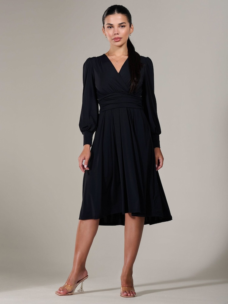 Jolie Moi Black Petite Petite Long Sleeve Soft Silky Jersey Midi Dress - Image 6 of 6 Jolie Moi Black Petite Petite Long Sleeve Soft Silky Jersey Midi Dress - Image 6 of 6