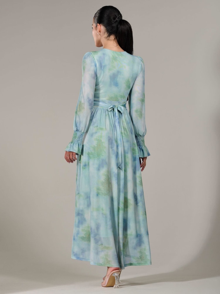 Jolie Moi Green Petite Petite Long Sleeve Soft Silky Jersey Midi Dress - Image 2 of 6