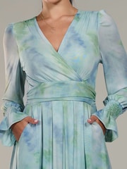 Jolie Moi Green Petite Petite Long Sleeve Soft Silky Jersey Midi Dress - Image 3 of 6
