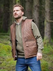 Lakeland Leather Brown Grike Gilet - Image 5 of 6