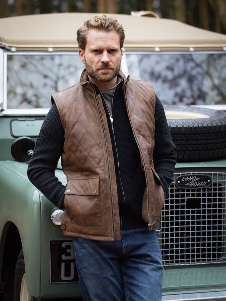Lakeland Leather Brown Grike Gilet - Image 6 of 6