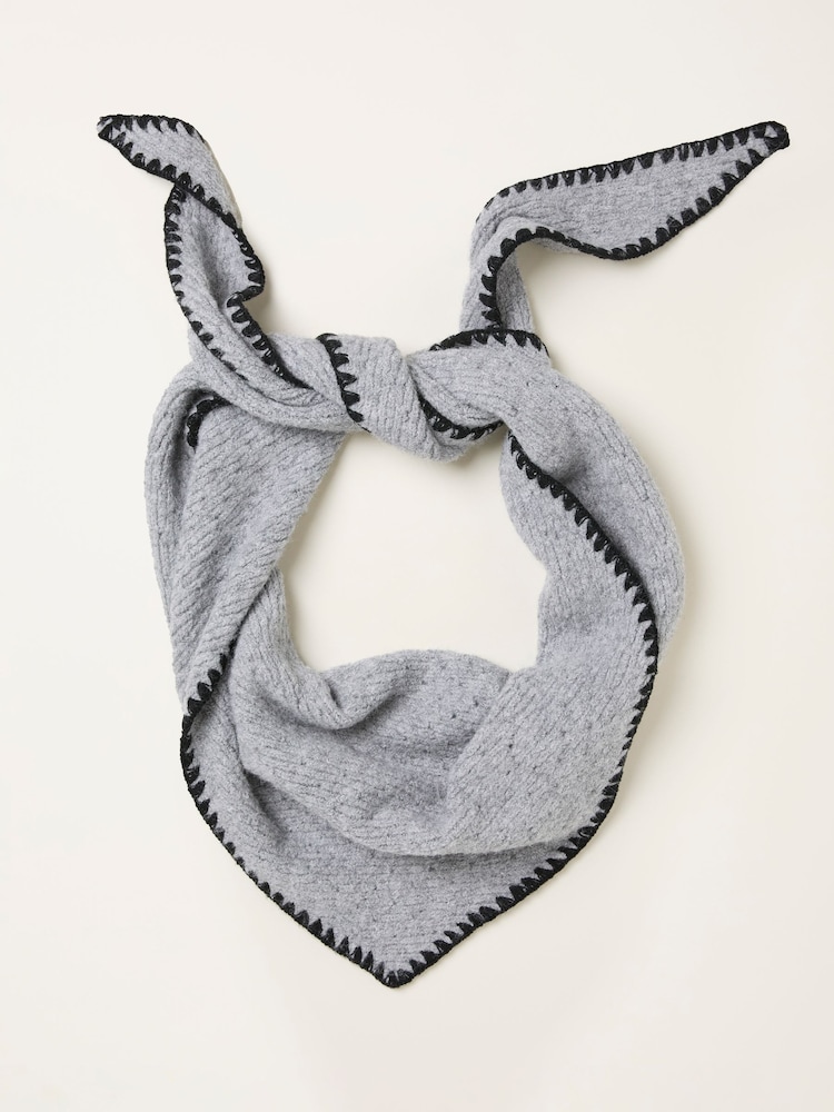 FatFace Grey Triangle Whipstitch Scarf - Image 2 of 3 FatFace Grey Triangle Whipstitch Scarf - Image 2 of 3