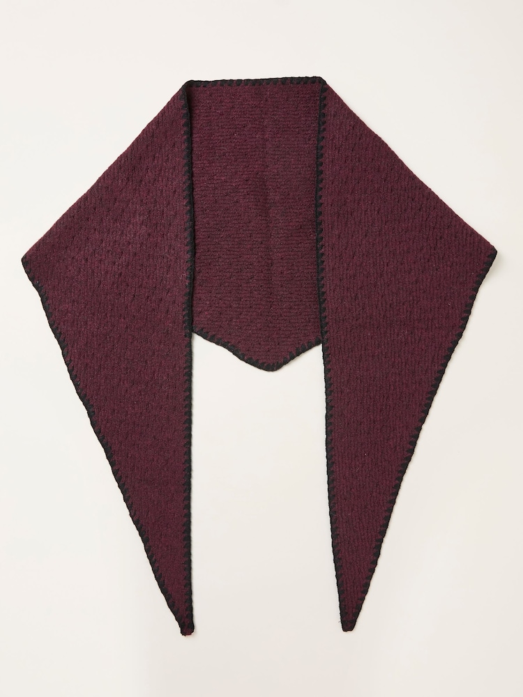 FatFace Burgundy Red Triangle Whipstitch Scarf - Image 1 of 3 FatFace Burgundy Red Triangle Whipstitch Scarf - Image 1 of 3