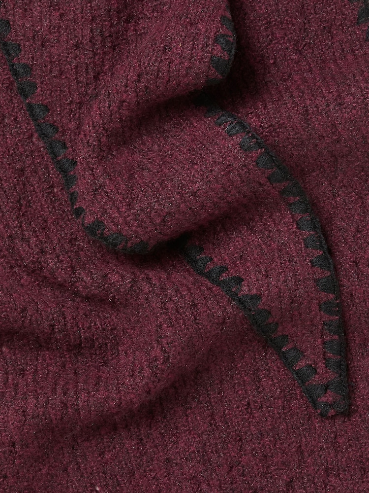 FatFace Burgundy Red Triangle Whipstitch Scarf - Image 3 of 3