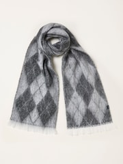 FatFace Grey Argyle Scarf - Image 1 of 2