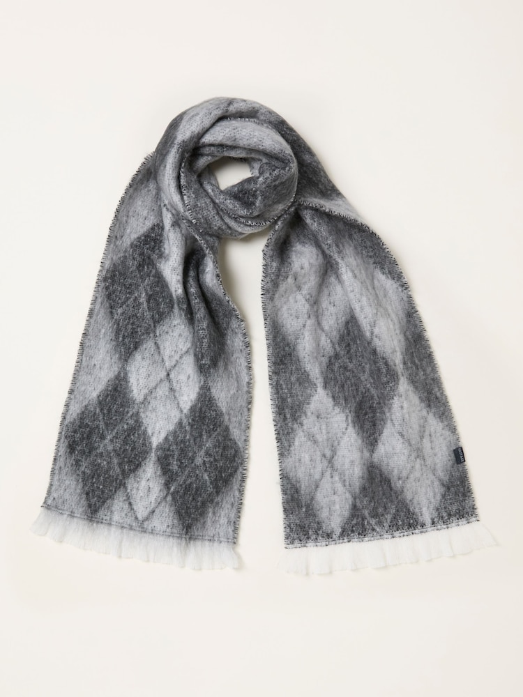 FatFace Grey Argyle Scarf - Image 1 of 2