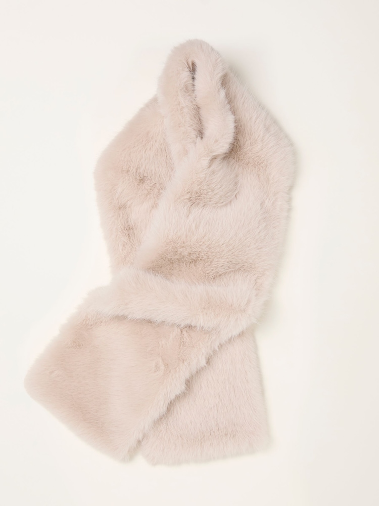 FatFace Ivory Faux Fur Scarf - Image 1 of 2 FatFace Ivory Faux Fur Scarf - Image 1 of 2