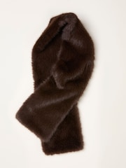 FatFace Chocolate Brown Faux Fur Scarf - Image 1 of 2