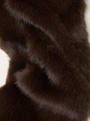 FatFace Chocolate Brown Faux Fur Scarf - Image 2 of 2