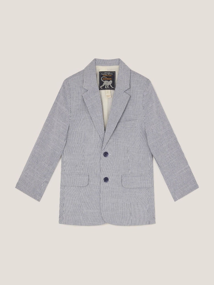 Monsoon Blue Pinstripe Cotton Blazer - Image 1 of 3