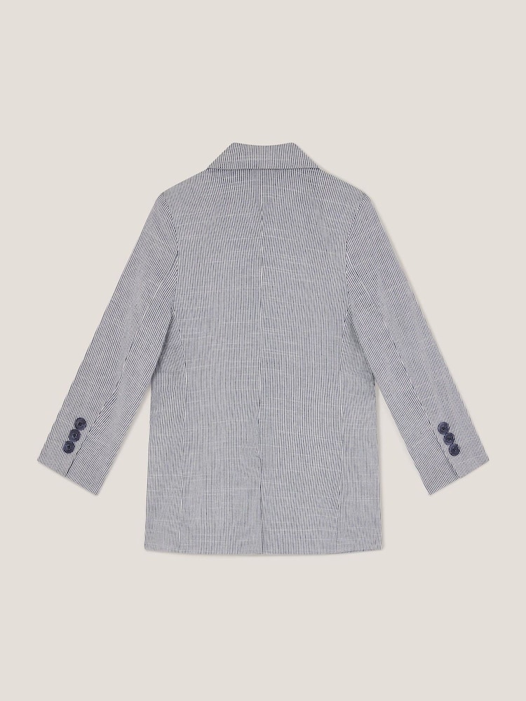 Monsoon Blue Pinstripe Cotton Blazer - Image 2 of 3 Monsoon Blue Pinstripe Cotton Blazer - Image 2 of 3