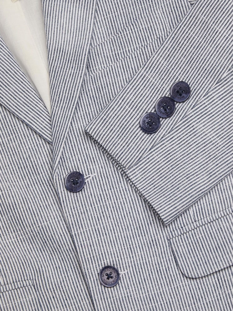 Monsoon Blue Pinstripe Cotton Blazer - Image 3 of 3