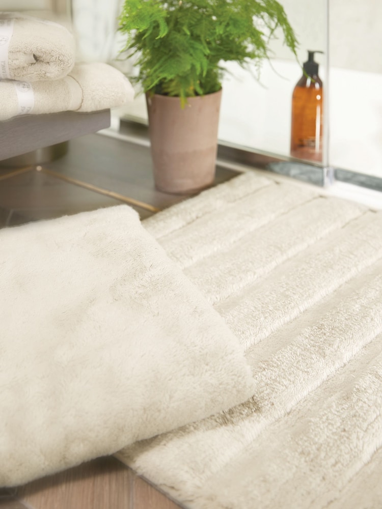 Hug Rug Navy Luxury Cotton Small Stripe Bathmat Runner - Image 1 of 4