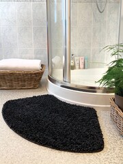 Hug Rug Black Washable Shaggy Bath Mat - Image 8 of 9
